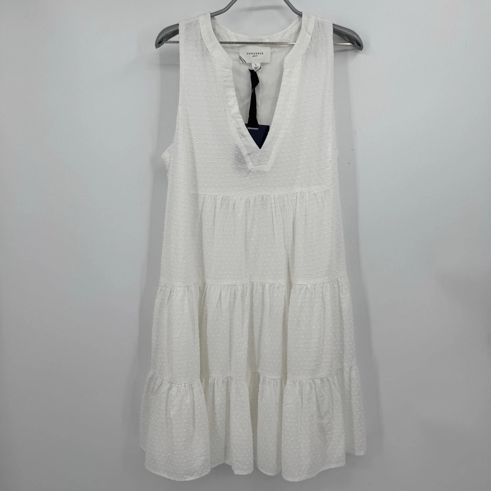 Pomander Place by Tuckernuck White Swiss Dot Sleeveless Kenzo Dress sz L